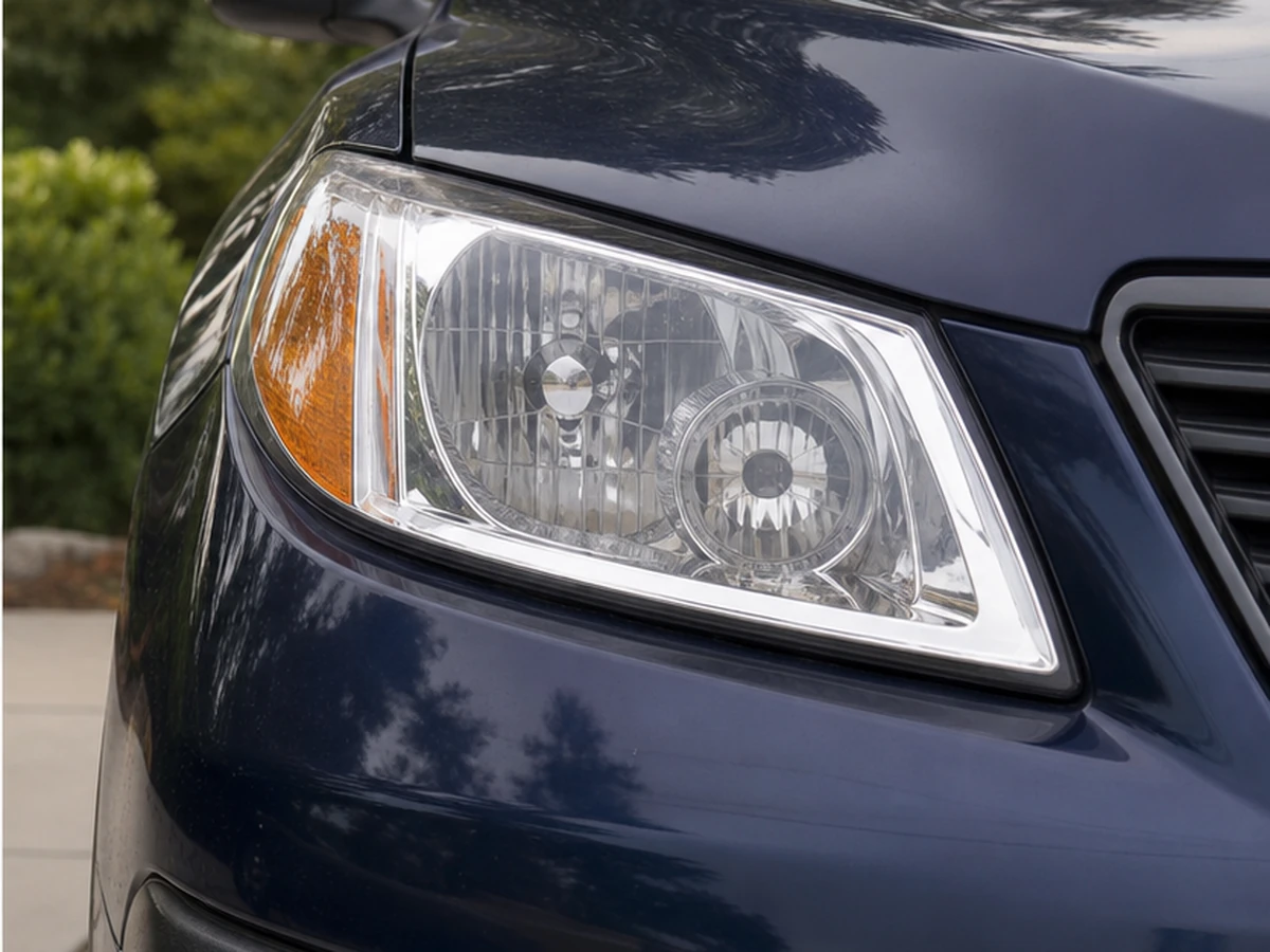 Illustrative crossover headlight with a clear restored finish